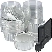 50 Pcs Aluminum Foil Baking Cups,Mini Cake Pans with Lids,Foil Cupcake Liners,Baking Cupcake Liners,Cupcake Baking Cups,Foil Cupcake Containers for Gatherings Picnics Vacations Parties (Silver)