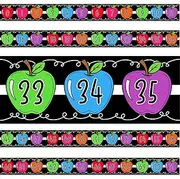JarThenaAMCS 40Pcs Colorful Apple Number Line Bulletin Board Bright Color Number Line Boarder Strips Cartoon Math Borders for Home Classroom Wall Decor