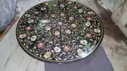 36" Black Marble Center Dining Table Top Multi Precious Inlay Console Table Dec