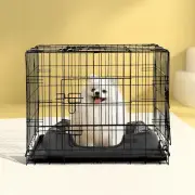 Foldable Dog Cage Pet Puppy Kennel Enclosure With 3 Large Doors Removable Tray