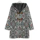 Norwegian Cotton Cozy Hooded Jacket Icelandic Floral Cloak Coat Unisex Gray
