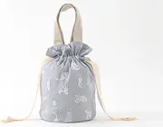 DDintex Floret London Drawstring Pouch, Miao, Light Gray, φ4.7 x 7.1 inches (12 x 18 cm) [Using Liberty Print]