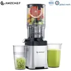 AMZCHEF Cold Press Juicer Masticating Slow Juicer Whole Fruit 132mm Chute 2L