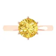 2 Round Cut Yellow Engagement Promise Designer wedding Ring 14k Rose Gold