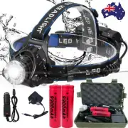 Headlamp Zoom Rechargeable T6 LED Headlight 350000LM 186xx Flashlight Head Torch