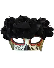 Day of the Dead Black Flowered Eye Mask