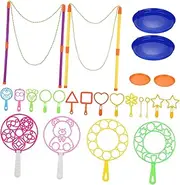 OFFIGAM 1Set Giant Bubble Maker for Outdoor Bubble Kit with Assorted Shapes Bubble Wands Easy to Use Tools for Family Fun Parties Bright Colors Bubble Tray