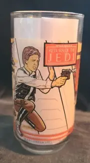 1983 STAR WARS Return of the Jedi Glass Burger King Han Solo PERFECT COLORS!!