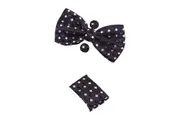 Mens Dark Purple Diamond Matching Bow Tie, Pocket Square & Cuff Links Set