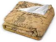 Machine Washable Plush Throw Blanket for Easy Cleaning Hypoallergenic Middle Earth Map Style Blanket,Color 2,200 * 150cm