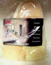 6 Piece Bath Spa Gift Set: Gloves, Mesh Puff, Loofah Sponge, Back Strap, Pumice.
