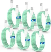 6Pack USB C Cable 3ft, Phone 15 Charger Cord 3ft-Green
