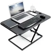 VIVO Black Ultra Slim 32" Desktop Converter, Sit Stand Tabletop Monitor Riser