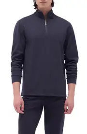 Bugatchi Quarter Zip Performance Pullover in Black at Nordstrom, Size X-Large