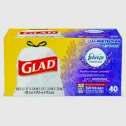 Glad 13 gal. Kitchen FEBREZE Trash Bags 40 pk Drawstring MEDITERRANEAN 78459 NEW