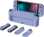 PlayVital AlterGrips Protective Slim Case for Nintendo Switch OLED, Ergonomic Grip Cover for Joycon, Dockable Hard Shell for Switch OLED w/Thumb Grip Caps & Button Caps - Light Violet