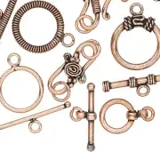 20 Antiqued Copper Plated Copper Hook & Toggle Clasp Mix *