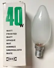 Set of 6 (six) 1990's VINTAGE E14 Candelabra Bulb 40W 230 VAC - Frosted - Yellow