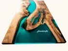 Glossy Epoxy Table Top Resin Table Walnut Custom Order For Dinning Room Decor