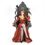 [MDI] Red Queen on Throne with Raven Figurine