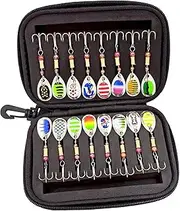 Spinner Baits Kits, Fishing Bait Rigs with EVA Bag, Sequins Freshwater & Saltwater 16-Pack Tackle Boxes Rigs for Bass Walleye Trout