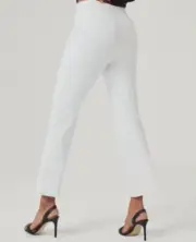 Spanx Flare Pants Stretch Waist Band Body Shaping Silver Lining 3X White