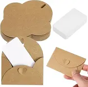 GRADENEVE 60 Sets Envelopes Heart Buckle Rustic Mailing Envelopes for Letters Cards Invitations