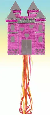 Princess Castle Piñata Pull string Hit Birthday including an optional stick