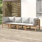 4 PCS Garden Lounge Set Modular Design Outdoor Furniture Bamboo Patio Sofa Chair
