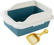 Stgfyxgs Cat Litter Box, Potty Toilet, Deep Toilet, Cage Accessories with Scoop, Cat Litter Box for Small and Medium Sized Cats, Kittens, Bunnies, Blue M 31x21x16cm