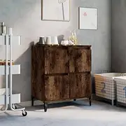 Smoked Oak Sideboard Buffet Cabinet, 60x35x70 cm Engineered Wood Table with Doors, Dining Room Furniture Storage - Kitchen Farmhouse Hutch