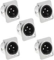 eMagTech 5Pcs XLR 3-Pin Male Socket Audio Adapter Connector Metal XLR 3-Pin Male Socket Male Plug Socket Adapter Connector for Microphone Musical Instruments