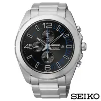 在飛比找momo購物網優惠-【SEIKO 精工】悍衛戰士三眼計時太陽能石英腕錶(SSC2