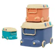 Keezi 3PCS Toy Storage Box Cute Car Toy Container Kids Toys Organiser