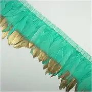 QR 2Meters Gold Silver Dipped Goose Feathers on Tape Fringes Ribbon Feather Trim Crafts Dress DIY Clothing Sewing Trimmings Plumes D19 (Color : 19)
