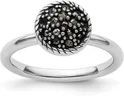 [Stackable Expressions] 2.25mm 925 Sterling Silver Polished Stackable Marcasite Ring Size 9-Stackable-Ring for Women