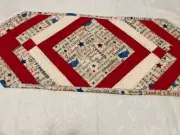 Patriotic Memorial Day/ Fourth of July Labor Day Quilted Table Runner 13x36 ins