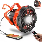 Camping Fans for Tents Portable Fan with LED Lantern, USB Rechargeable Fan Ceili