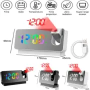 Digital Smart Alarm Clock Projection LCD Display USB Electronic Temperature