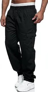 [WZIKAI] Mens Cargo Pants Relaxed Fit Drawstring Joggers Sweatpants for Men Workout Casual Long Trousers