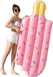 Portable Cute Ice Cream Shape Inflatable Pool Float Thickened PVC Inflatable Tubes Floaties Toys for Kids Adults Shooting Props 196 * 86CM Inflatable LWX