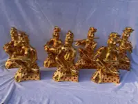 在飛比找Yahoo!奇摩拍賣優惠-珍藏銅鎏金唐代工藝七樂甬平均高度:32cm，寬度:17.5c