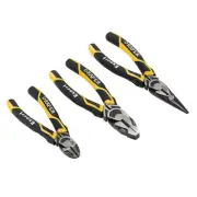 Draper High Leverage Plier Set Yellow 3 Pc Side Cut Long Nose Combination 28038