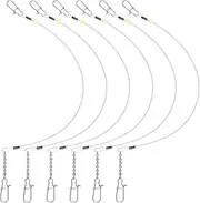 6 Pcs Fishing Leader Saltwater Fishing Rigs Saltwater Fishing Leader Line Bottom Rigs Clear Nylon Surf Fishing Rigs Steel Tackle Rig Fishing Leaders with Swivel Snaps Beads
