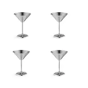 Stainless Steel Martini Glasses Set of 4, 8 Oz Metal Cocktail Glasses, Unbreakable, , Mirror Polished silver