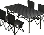 Classic Iron Folding Picnic Table - Portable Outdoor Garden Party Table with 4 Chairs, Easy Assembly, Durable Black Metal Design for Family Gatherings & Backyard BBQs, Picnic Accessories