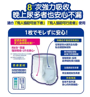 日本大王Attento 愛適多夜間超安心褲型強效8回吸收_男女共用 M-L/L-LL 成人紙尿褲 (8.2折)