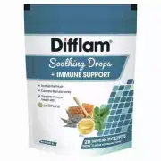 Difflam Soothing Throat Drops + Immune Support Menthol Eucalyptus 20 Drops
