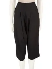 Black Drop Crotch Cropped Trousers