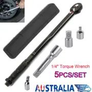 5PK 1/4" Drive Torque Wrench Adjustable Ratcheting Repair Spanner Ratchet Socket